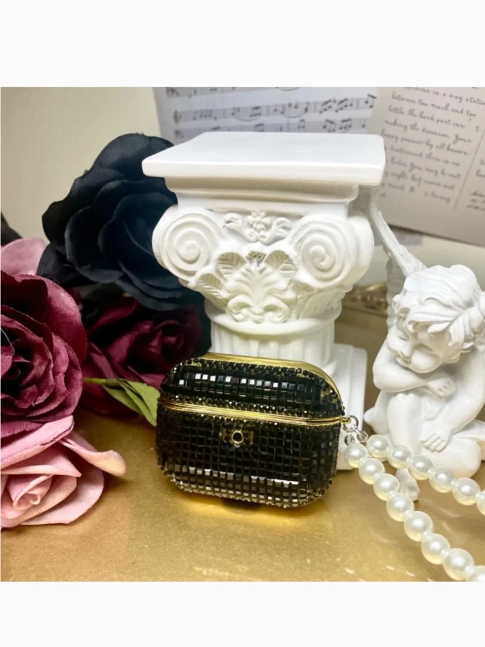 2 items.AirPods 1/2/PRO1 luxury Rhinestone bling Case with pearl chain